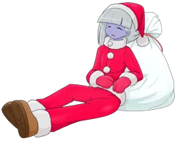 Size: 2397x1910 | Tagged: safe, artist:batipin, derpibooru import, part of a set, limestone pie, equestria girls, christmas, clothes, costume, equestria girls-ified, eyes closed, gloves, hat, holiday, image, png, santa costume, santa hat, santa sack, shoes, simple background, sleeping, transparent background