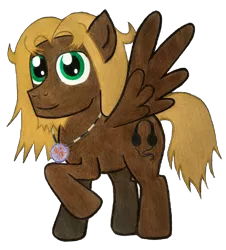 Size: 1873x2073 | Tagged: safe, artist:count adramélekh sear, derpibooru import, oc, oc:mellow rhythm, unofficial characters only, pegasus, pony, derpibooru community collaboration, 2022 community collab, beard, facial hair, image, jewelry, necklace, png, simple background, solo, spread wings, traditional art, transparent background, wings