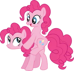 Size: 5559x5380 | Tagged: safe, artist:mysteriouskaos, derpibooru import, pinkie pie, earth pony, pony, too many pinkie pies, absurd resolution, clone, female, image, mare, piggyback ride, pinkie clone, png, ponies riding ponies, riding, self riding, simple background, transparent background, vector