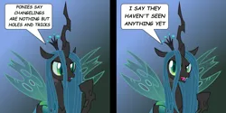 Size: 800x400 | Tagged: safe, artist:sersys, queen chrysalis, changeling, image, /mlp/, png, speech bubble