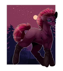 Size: 4128x4677 | Tagged: safe, artist:fluffideer, derpibooru import, tempest shadow, pony, unicorn, broken horn, eye scar, female, full moon, horn, image, mare, moon, night, outdoors, png, scar, simple background, solo, stars, transparent background