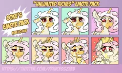 Size: 2224x1334 | Tagged: safe, artist:cocaine, derpibooru import, oc, oc:princess coke, alicorn, zebra, zebra alicorn, crown, emoji, gold, image, jewelry, looking at you, png, regalia, smiling, tiara