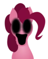 Size: 1004x1224 | Tagged: semi-grimdark, artist:isaac_pony, derpibooru import, pinkie pie, demon, earth pony, pony, black eye, creepy, creepy smile, creepypasta, female, image, laughing, open mouth, png, simple background, smiling, solo, transparent background, vector