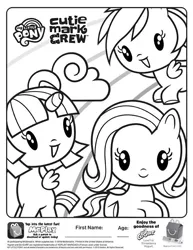 Size: 612x792 | Tagged: safe, derpibooru import, fluttershy, rainbow dash, twilight sparkle, alicorn, cloud, coloring page, cutie mark crew, happy meal, horn, image, jpeg, mcdonald's, my little pony cutie mark crew, my little pony logo, printable, rainbow, straight hair, straight mane, toy, wings