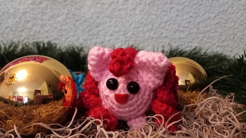 Size: 4000x2250 | Tagged: safe, artist:casquitos kawaii, derpibooru import, pinkie pie, earth pony, pony, christmas, crochet, handmade, holiday, image, irl, jpeg, photo, plushie