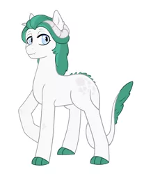 Size: 2228x2692 | Tagged: safe, artist:rukawa93, derpibooru import, oc, oc:crystal gem, unofficial characters only, dracony, hybrid, pony, female, horns, image, interspecies offspring, jpeg, mare, offspring, parent:rarity, parent:spike, parents:sparity, simple background, solo, white background