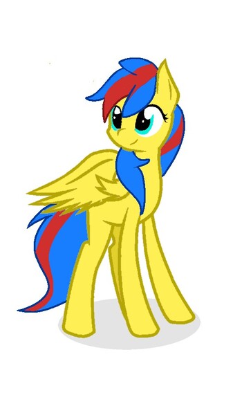 Size: 525x936 | Tagged: safe, derpibooru import, oc, oc:small zhu, unofficial characters only, pegasus, pony, derpibooru community collaboration, 2022 community collab, female, full body, image, jpeg, mare, pegasus oc, shadow, simple background, smiling, solo, standing, tail, two toned mane, two toned tail, white background, wings