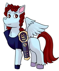 Size: 1046x1269 | Tagged: safe, artist:lawrence alpaca, derpibooru import, oc, oc:searing skies, unofficial characters only, pegasus, derpibooru community collaboration, 2022 community collab, braid, fighter, image, png, simple background, transparent background, ufc