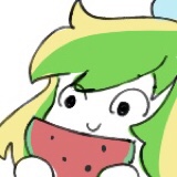 Size: 160x160 | Tagged: safe, derpibooru import, oc, oc:tea fairy, unofficial characters only, earth pony, pegasus, pony, bust, food, image, jpeg, picture for breezies, simple background, watermelon, white background