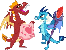 Size: 1215x934 | Tagged: safe, artist:melisareb, artist:topaz7373, derpibooru import, edit, garble, princess ember, dragon, gauntlet of fire, sweet and smoky, blanket, bloodstone scepter, cute, dragoness, dragon lord ember, emble, female, freckles, gardorable, heart, image, male, png, shipping, simple background, straight, .svg available, transparent background, vector