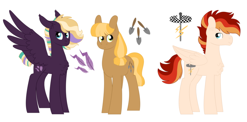 Size: 5003x2480 | Tagged: safe, artist:queenderpyturtle, derpibooru import, oc, unofficial characters only, earth pony, pegasus, pony, female, high res, image, male, mare, offspring, parent:braeburn, parent:rainbow dash, parent:spitfire, parent:thunderlane, parents:spitburn, parents:spitstreak, parents:thunderdash, png, simple background, stallion, transparent background