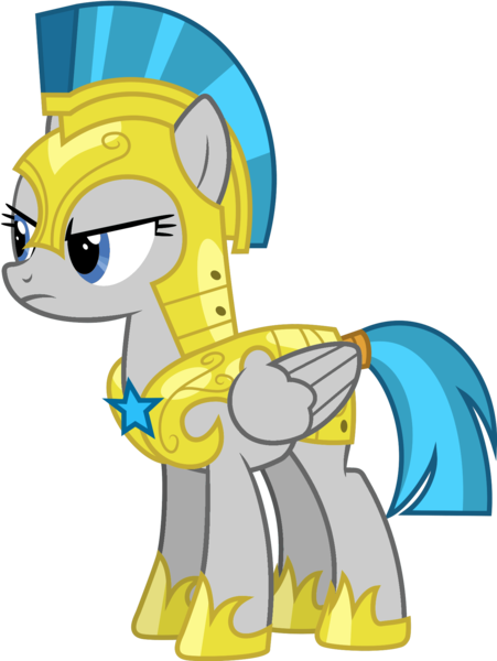 Size: 1442x1920 | Tagged: safe, artist:pirill, derpibooru import, edit, editor:nicogamer3000, guardian angel (character), windstorm, pegasus, pony, school raze, background pony, blue eyes, female, folded wings, frown, full body, guardsmare, image, mare, palette swap, png, recolor, royal guard, simple background, solo, standing, transparent background, wings