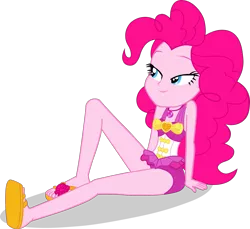 Size: 1603x1471 | Tagged: safe, artist:dustinwatsongkx, derpibooru import, pinkie pie, equestria girls, equestria girls series, forgotten friendship, x marks the spot, clothes, image, png, sandals, simple background, solo, swimsuit, transparent background, vector