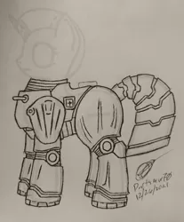 Size: 2792x3365 | Tagged: safe, artist:darthalex70, derpibooru import, oc, pony, fallout equestria, armor, fallout, image, jpeg, power armor, sketch