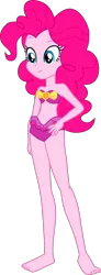 Size: 637x1726 | Tagged: safe, artist:dustinwatsongkx, derpibooru import, pinkie pie, equestria girls, equestria girls series, forgotten friendship, barefoot, belly button, clothes, feet, image, png, simple background, solo, swimsuit, swimsuit edit, transparent background, vector
