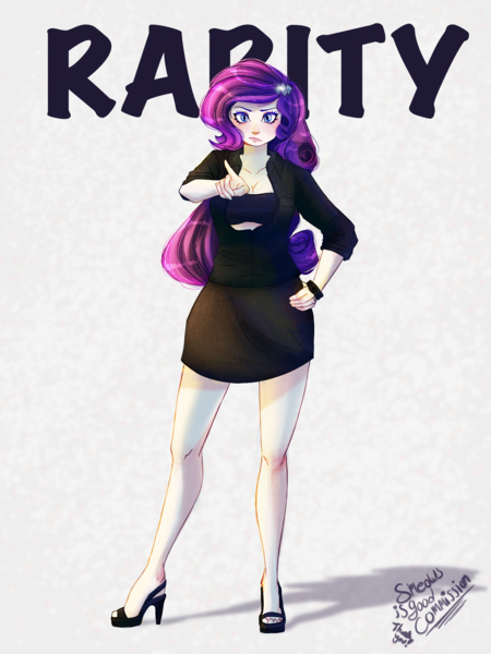 Size: 2048x2732 | Tagged: safe, artist:sjmarts, derpibooru import, rarity, human, bra, bracelet, clothes, dress, feet, high heels, humanized, image, jacket, jewelry, looking at you, miniskirt, png, pointing, shoes, skirt, solo, stiletto heels, underwear