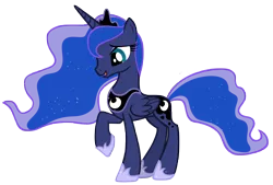 Size: 9574x6480 | Tagged: safe, artist:andoanimalia, derpibooru import, princess luna, alicorn, pony, luna eclipsed, absurd resolution, crown, female, folded wings, hoof shoes, horn, image, jewelry, mare, open mouth, open smile, png, raised hoof, regalia, simple background, smiling, solo, standing, teal eyes, transparent background, vector, wings
