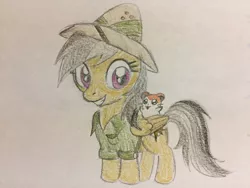 Size: 1024x768 | Tagged: safe, artist:pinkduskstone, derpibooru import, daring do, hamster, pegasus, pony, hamtaro, image, jpeg, simple background, traditional art