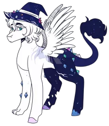 Size: 2600x3000 | Tagged: safe, artist:kikirdcz, derpibooru import, oc, oc:cosmos, hybrid, hat, image, male, png, simple background, solo, transparent background, witch hat