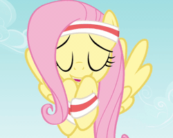 Size: 720x576 | Tagged: safe, derpibooru import, screencap, fluttershy, pegasus, pony, hurricane fluttershy, season 2, animated, armband, blushing, cloud, cropped, cute, faic, female, flying, gif, grin, happy, headband, image, lidded eyes, looking at you, loop, mare, pink mane, reversed, shrunken pupils, shyabetes, sky, smiling, solo, spread wings, squee, sweatband, teal eyes, wings