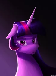 Size: 1000x1346 | Tagged: safe, artist:trotski432, derpibooru import, twilight sparkle, pony, abstract background, bust, female, horn, image, looking at you, mare, png, portrait, simple background