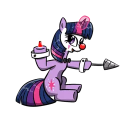 Size: 800x800 | Tagged: safe, artist:twi clown, derpibooru import, oc, oc:twi clown, derpibooru community collaboration, 2022 community collab, clone, clown, clown makeup, clown nose, drill, image, png, potion