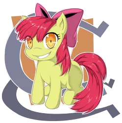 Size: 3877x3898 | Tagged: safe, artist:zaiyaki, derpibooru import, apple bloom, earth pony, pony, female, filly, foal, grin, image, png, simple background, smiling, solo, transparent background