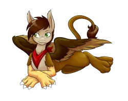 Size: 1586x1253 | Tagged: safe, artist:ambris, derpibooru import, oc, oc:swango, hippogriff, hybrid, derpibooru community collaboration, 2022 community collab, hippogriff oc, image, png, relaxed, smiling, spread wings, wings