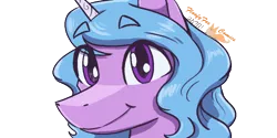 Size: 750x375 | Tagged: safe, artist:floofyfoxcomics, derpibooru import, izzy moonbow, pony, bust, g5, image, png, portrait, simple background, solo, transparent background