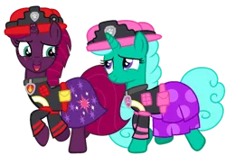 Size: 1280x883 | Tagged: safe, artist:choisky13, derpibooru import, glitter drops, tempest shadow, duo, image, paw patrol, png, request