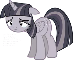 Size: 3985x3304 | Tagged: safe, artist:slb94, artist:wardex101, derpibooru import, edit, edited edit, twilight sparkle, twilight sparkle (alicorn), alicorn, pony, crying, depressed, discorded, discorded twilight, female, floppy ears, folded wings, high res, image, lonely, mare, png, sad, simple background, solo, sorrow, transparent background, vector, wings