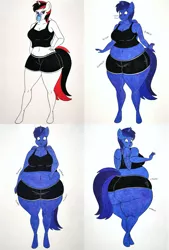 Size: 2341x3467 | Tagged: suggestive, artist:thaliaglacyswells, derpibooru import, oc, oc:vani, alicorn, anthro, belly, belly button, blueberry inflation, female, image, inflation, png, solo, traditional art