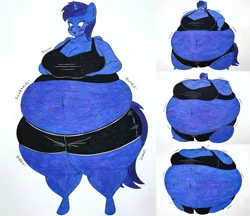 Size: 1911x1648 | Tagged: suggestive, artist:thaliaglacyswells, derpibooru import, oc, oc:vani, alicorn, anthro, belly, belly button, blueberry inflation, female, image, inflation, png, stomach noise, traditional art