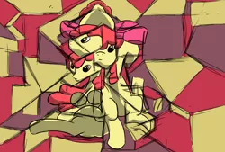 Size: 3200x2161 | Tagged: safe, artist:sensingdefiler, derpibooru import, apple bloom, earth pony, pony, cubism, female, filly, foal, image, jpeg, modern art, solo