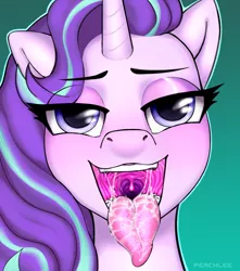 Size: 3000x3400 | Tagged: suggestive, artist:peachlee, derpibooru import, starlight glimmer, drool, drool string, esophagus, image, mawshot, open mouth, oral invitation, png, saliva puddle, salivating, taste buds, tongue out, uvula