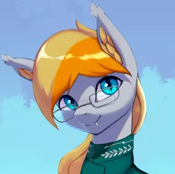 Size: 4016x4000 | Tagged: safe, artist:mrscroup, derpibooru import, oc, oc:ember eclipse, unofficial characters only, bat pony, pony, equestria at war mod, bat pony oc, bat wings, clothes, glasses, high res, image, jpeg, male, solo, solo male, uniform, wings