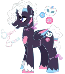 Size: 2287x2623 | Tagged: safe, artist:khimi-chan, derpibooru import, oc, unofficial characters only, alicorn, pony, alicorn oc, broken horn, colored hooves, horn, image, male, png, simple background, smiling, stallion, stitches, transparent background, wings