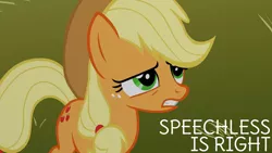 Size: 1920x1080 | Tagged: safe, derpibooru import, edit, edited screencap, editor:quoterific, screencap, applejack, earth pony, pony, season 1, the show stoppers, applejack's hat, cowboy hat, female, hat, image, mare, png, solo