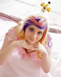 Size: 1080x1349 | Tagged: safe, derpibooru import, princess cadance, human, clothes, cosplay, costume, image, irl, irl human, jewelry, jpeg, looking at you, photo, ring, youmacon