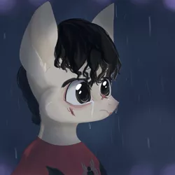 Size: 1600x1600 | Tagged: safe, derpibooru import, ponified, earth pony, pony, crying, image, jpeg, male, marvel, peter parker, solo, spider-man, spider-man: no way home, stallion