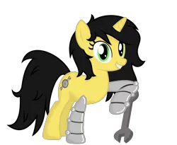 Size: 4480x3665 | Tagged: safe, artist:dtavs.exe, derpibooru import, oc, oc:gadget steelmare, pony, unicorn, derpibooru community collaboration, 2022 community collab, female, horn, image, mare, png, prosthetics, show accurate, simple background, solo, transparent background, unicorn oc, wrench