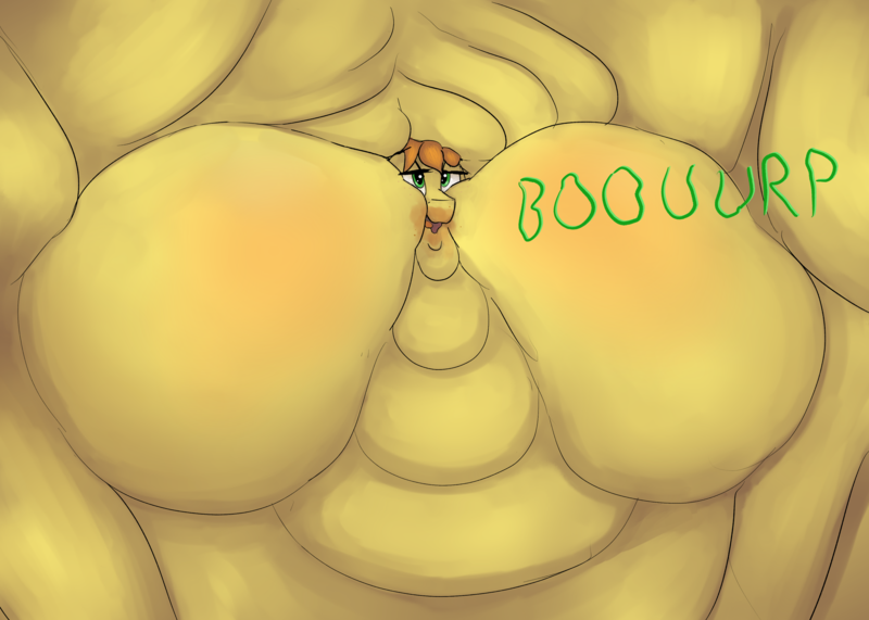 Size: 3500x2500 | Tagged: questionable, artist:lupin quill, derpibooru import, braeburn, earth pony, pony, bhm, blob, blobface, blushing, braeblob, burp, chubby cheeks, fat, fat fetish, fetish, freckles, image, immobile, impossibly obese, male, messy eating, morbidly obese, multichin, obese, open mouth, png, rolls of fat, solo, solo male