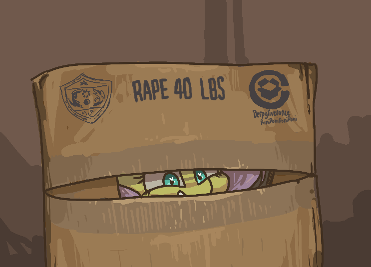 Size: 743x535 | Tagged: suggestive, anonymous artist, fluttershy, brown background, cardboard box, excited, flutterrape, grin, heart eyes, hiding, image, implied rape, png, shaded background, smiling, sneaky, solo, wingding eyes