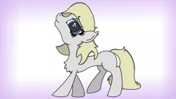 Size: 2560x1440 | Tagged: safe, artist:straighttothepointstudio, derpibooru import, oc, oc:brioche, earth pony, pony, blonde hair, blue eyes, chest fluff, chin up, ear fluff, female, happy, image, jpeg, looking at you, mare, pose, solo