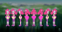 Size: 3000x1542 | Tagged: safe, artist:madison tuff, derpibooru import, official, screencap, pinkie pie, equestria girls, legend of everfree, character design, crystal guardian, geode of sugar bombs, image, jpeg, logo, magical geodes, super ponied up, turnaround