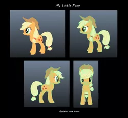 Size: 1868x1720 | Tagged: safe, artist:soo-ling lyle tassell, official, applejack, earth pony, 3d, 3d model, ar game, augmented reality, front view, image, jpeg, side view, unity, unreleased, wireframe