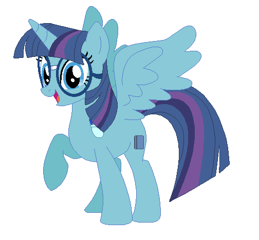 Size: 504x468 | Tagged: safe, artist:sunmint234, derpibooru import, oc, alicorn, bag, blue, book, crossover, cutie mark, glasses, hair, happy tree friends, image, looking at you, my little pony, next generation, pen, pencil, png, purple, tail