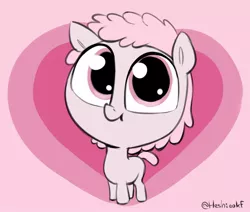Size: 998x848 | Tagged: safe, artist:heretichesh, derpibooru import, oc, unofficial characters only, earth pony, pony, big eyes, big head, filfilfil, heart, heart background, image, jpeg, looking at you, solo
