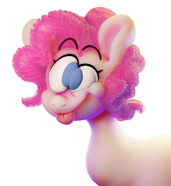 Size: 3150x3420 | Tagged: safe, artist:extradan, derpibooru import, pinkie pie, 3d, derp, high res, image, png, simple background, solo, tongue out, transparent background