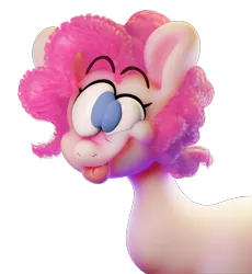 Size: 3150x3420 | Tagged: safe, artist:extradan, derpibooru import, pinkie pie, 3d, derp, high res, image, png, simple background, solo, tongue out, transparent background